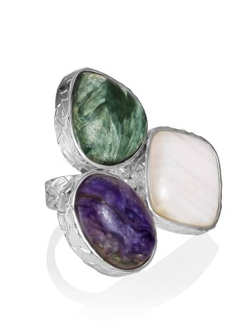 Bold Mix Stone Designer Ring The Bella Terra, Ring Size: Adjustable, image 