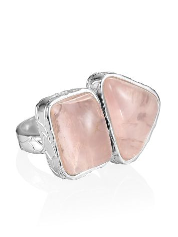 Gorgeous Pink Quartz Cocktail Ring The Bella Terra, Ring Size: Adjustable, image 