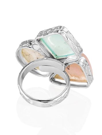 Charming Cluster Design Ring With Chalcedony, Natrolite And Pink Quartz The Bella Terra, Ring Size: Adjustable, image , picture 5