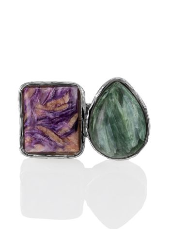 Designer Charoite And Seraphinite Cocktail Ring The Bella Terra, Ring Size: Adjustable, image , picture 4