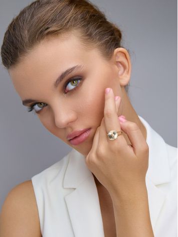 Bold Golden Ring With Yellow Citrine Centerpiece, Ring Size: 7 / 17.5, image , picture 5