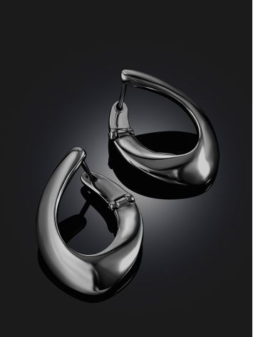 Blackened Silver Hoop Earrings The ICONIC, image , picture 2