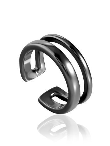 Minimalist Design Blackened Silver Cuff Earring The ICONIC, image 