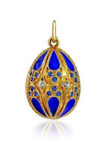 Mesmerizing Deep Blue Enamel Egg Pendant With Crystals The Romanov, image 