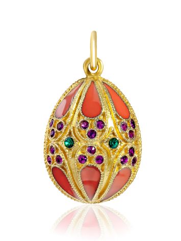 Fabulous Enamel Egg-Shaped Pendant With Multicolor Crystals The Romanov, image 