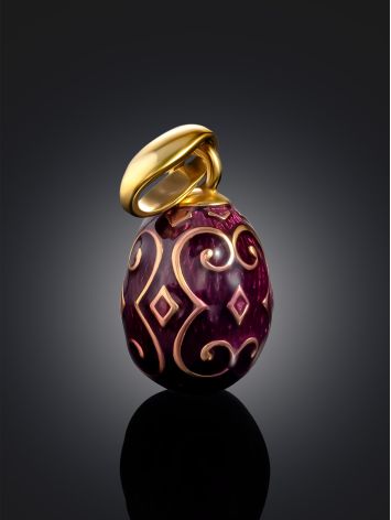 Arabesque Motif Cherry Red Enamel Egg Pendant The Romanov, image , picture 2