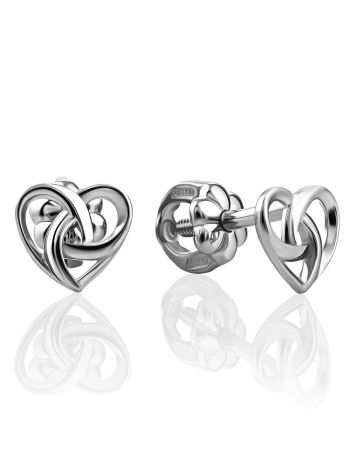 Cut Out Design Heart Shaped Stud Earrings, image 