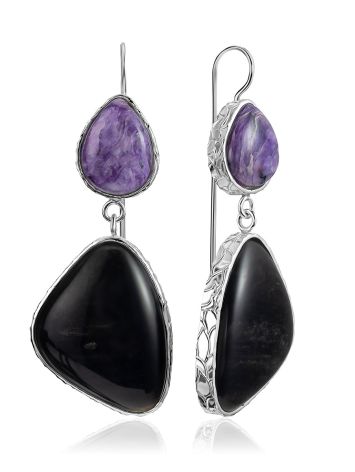 Extravagant Charoite And Obsidian Earrings The Bella Terra, image 