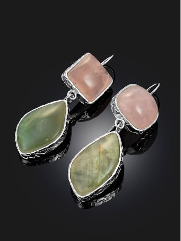 Ultra Chic Asymmetric Earrings With Quartz And Actinolite The Bella Terra, image , picture 2
