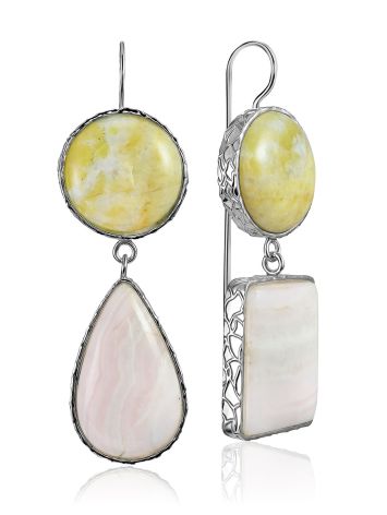 Fashionable Asymmetric Earrings With Aragonite And Violane The Bella Terra, image 