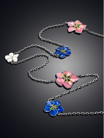 Ultra Feminine Necklace With Enamel Flowers, image , picture 2