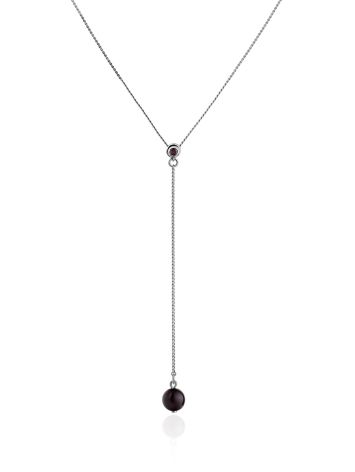Stylish Y-Necklace With Garnet, image 