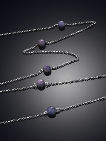 Extra Long Rope Necklace With Tanzanite Beads, image , picture 2