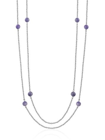 Extra Long Rope Necklace With Tanzanite Beads, image 