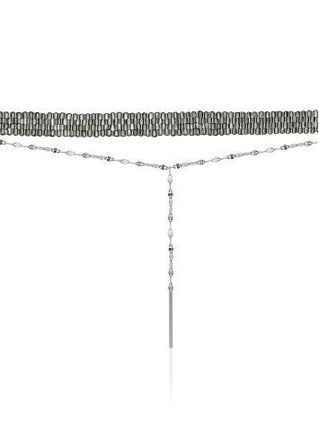 Wide Metallic Beaded Choker Necklace With Chain The Link, image 
