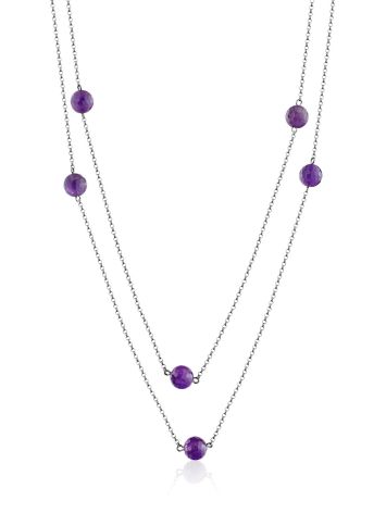 Ultra Long Rope Necklace With Faceted Amethyst Beads, image 