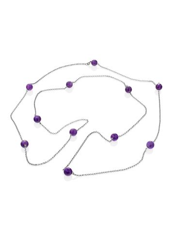 Ultra Long Rope Necklace With Faceted Amethyst Beads, image , picture 4