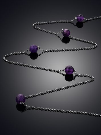 Ultra Long Rope Necklace With Faceted Amethyst Beads, image , picture 2