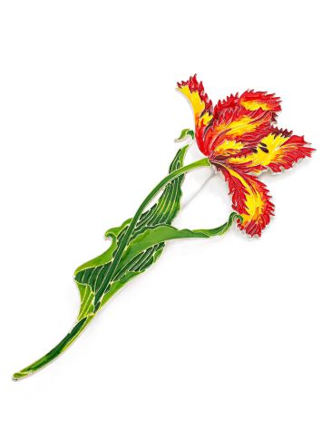 Stunning Tulip Flower Enamel Brooch, image , picture 5