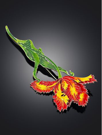Stunning Tulip Flower Enamel Brooch, image , picture 2