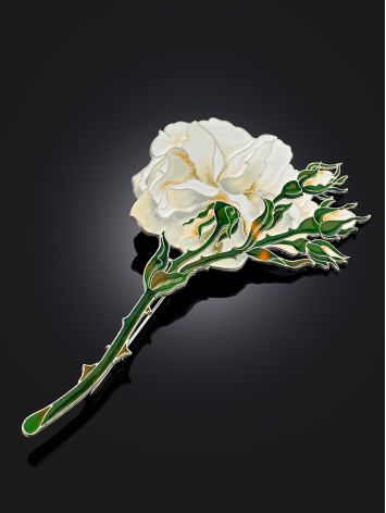 Ultra Feminine White Rose Brooch, image , picture 2