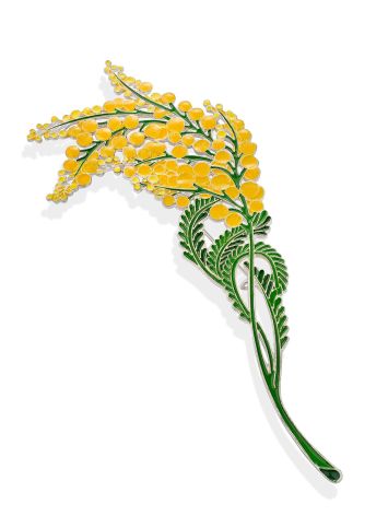 Designer Mimosa Flower Enamel Brooch, image , picture 5