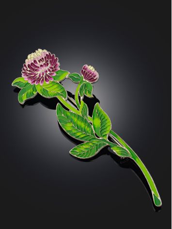 Exquisite Clover Flower Enamel Brooch, image , picture 2
