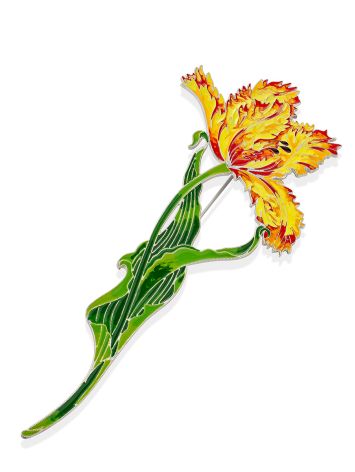 Fabulous Tulip Flower Enamel Brooch, image , picture 5