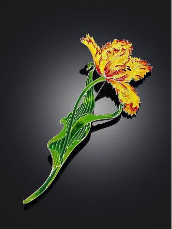 Fabulous Tulip Flower Enamel Brooch, image , picture 2