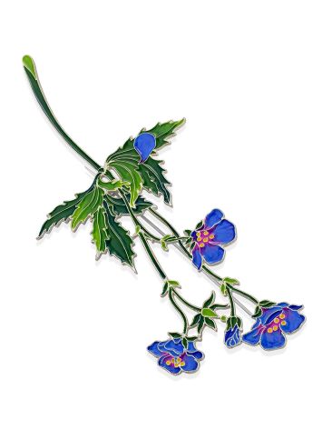 Geranium Flower Enamel Brooch, image , picture 5