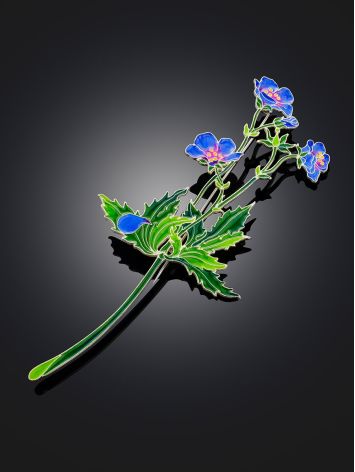 Geranium Flower Enamel Brooch, image , picture 2