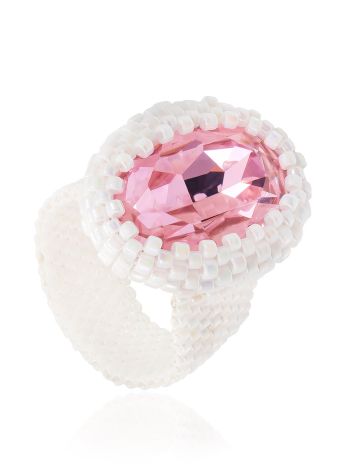 Cute Japanese Glass Beads Ring The Link, Ring Size: 8.5 / 18.5, image 