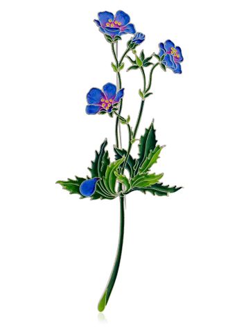 Geranium Flower Enamel Brooch, image 