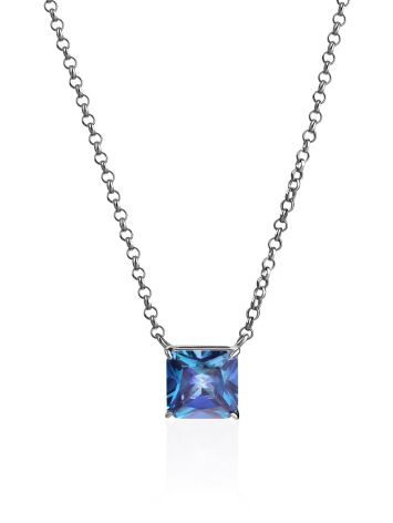 Glistening Blue Crystal Pendant Necklace, image 