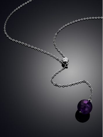 Chic Lariat Necklace With Deep Purple Amethyst, Length: 50, image , picture 2