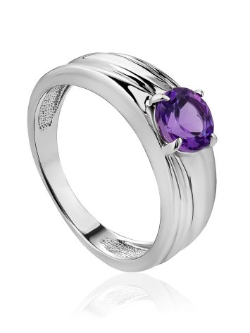 Stylish Natural Amethyst Ring, Ring Size: 8 / 18, image 