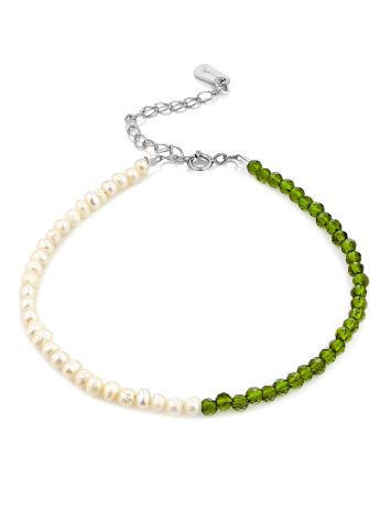 Green Spinel And Pearl Beaded Bracelet The Link, image 