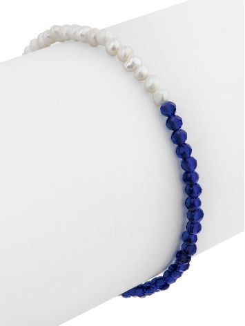Two Tone Bracelet With Pearl And Blue Spinel The Link, image , picture 3