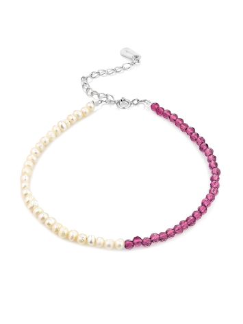 Chic Pearl Bracelet With Pink Spinel The Link, image 