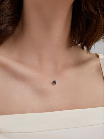 Minimalist Invisible Line Necklace With Blue Topaz Stone, Length: 42, image , picture 3