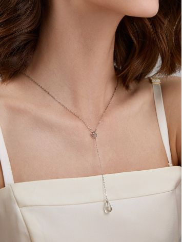 Lariat Necklace With Drop Shaped Rock Crystal, image , picture 3