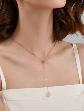 Ultra Feminine Y-Necklace With Quartz Pendant, Length: 45, image , picture 3