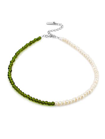 Designer Anklet With Pearl And Green Spinel The Link, image 