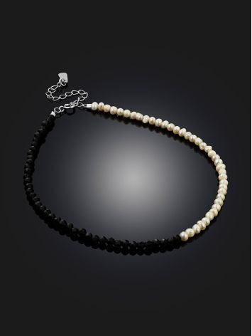 Anklet Bracelet With Black Spinel And Pearl The Link, image , picture 2