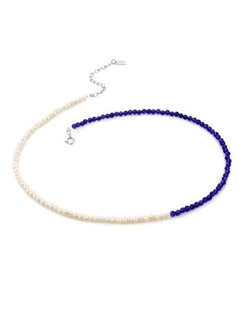Two Tone Choker With Pearl And Blue Spinel The Link, image , picture 4