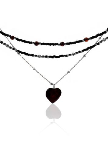 Triple Choker Necklace With Amber And Hematite The Link, image 