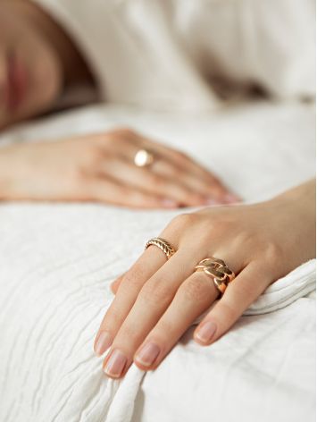 Spikelet Motif Rose Gold Plated Ring The Liquid, Ring Size: Adjustable, image , picture 3