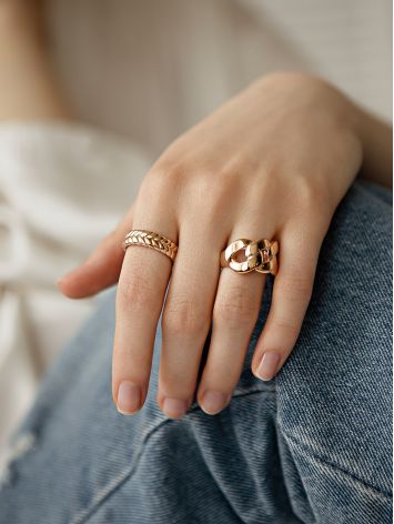 Chunky Chain Design Rose Gold Plated Ring The ICONIC, Ring Size: Adjustable, image , picture 3