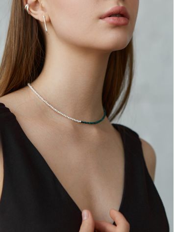 Fabulous Malachite And Pearl Choker The Link, image , picture 4
