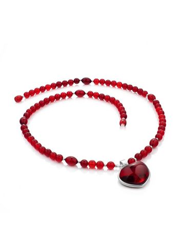 Flawless Amber Necklace With Heart Pendant, image , picture 3